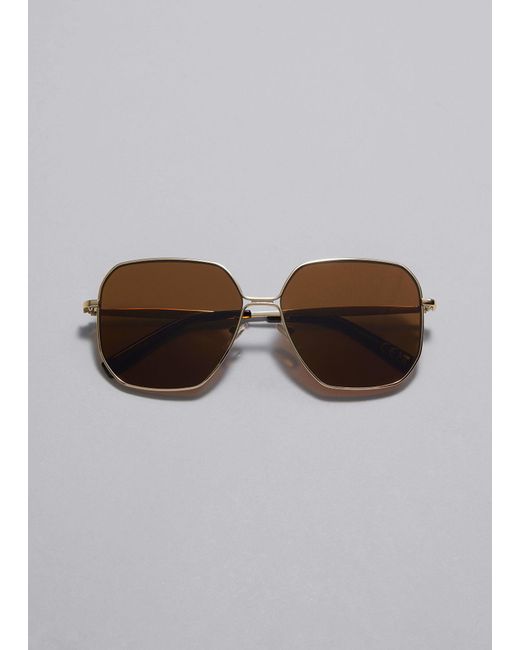& Other Stories Brown Oversized Metal-frame Sunglasses