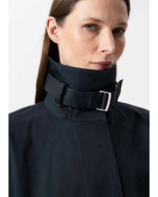 & Other Stories Blue A-Line Funnel-Neck Jacket