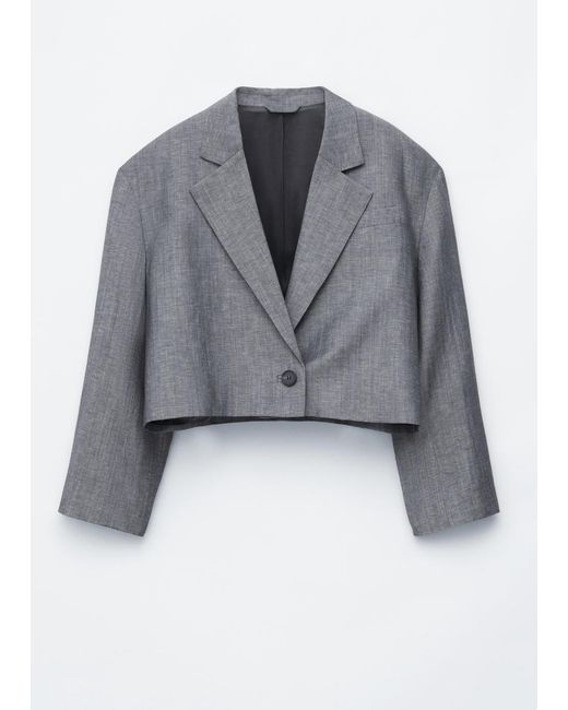 & Other Stories Gray Cropped Oversized Blazer