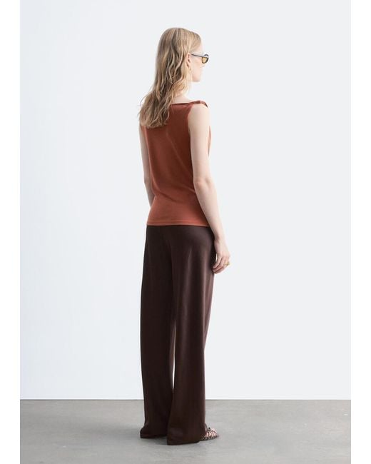 & Other Stories Red Twist-Shoulder Jersey Top