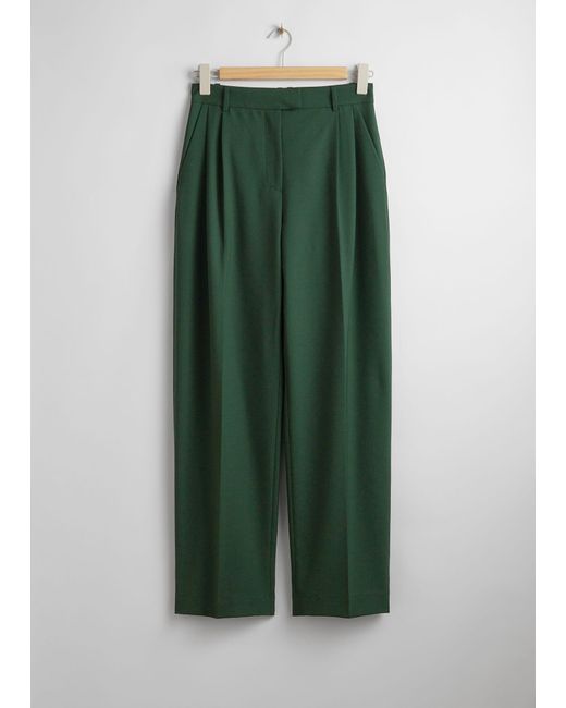 & Other Stories Green Relaxed Tailored Trousers