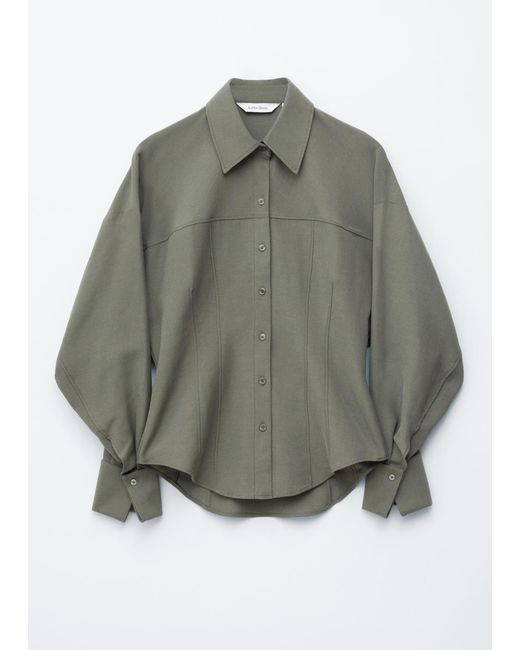 & Other Stories Gray Balloon-Sleeved Tapered Shirt