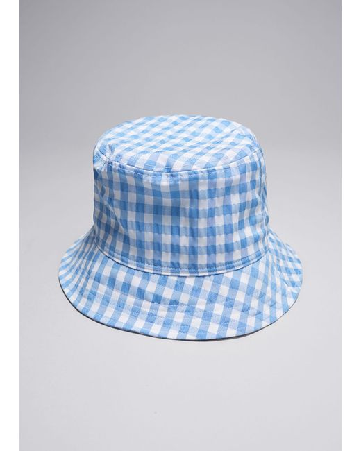 & Other Stories Blue Checked Bucket Hat
