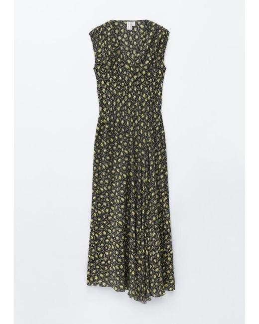 & Other Stories Green V-Neck Silk Maxi Dress