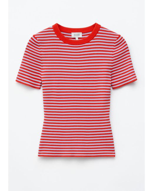& Other Stories Red Ribbed T-Shirt