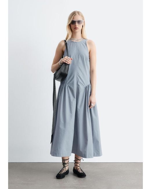 & Other Stories Blue Flared Midi Dress