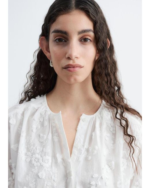 & Other Stories White Oversized Puff-Sleeve Blouse