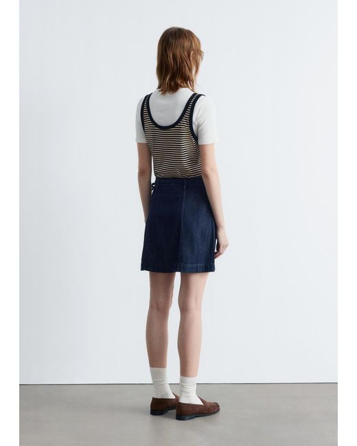 & Other Stories Blue Tie-Detail Denim Mini Skirt