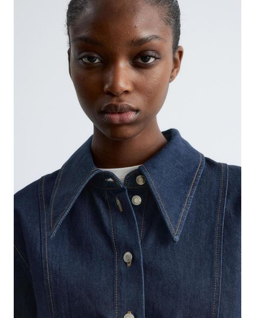 & Other Stories Blue Topstitched Denim Shirt