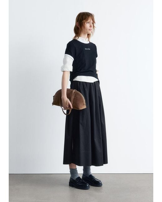 & Other Stories Black Embroidery T-Shirt