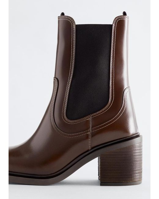 & Other Stories Red Heeled Leather Chelsea Boots