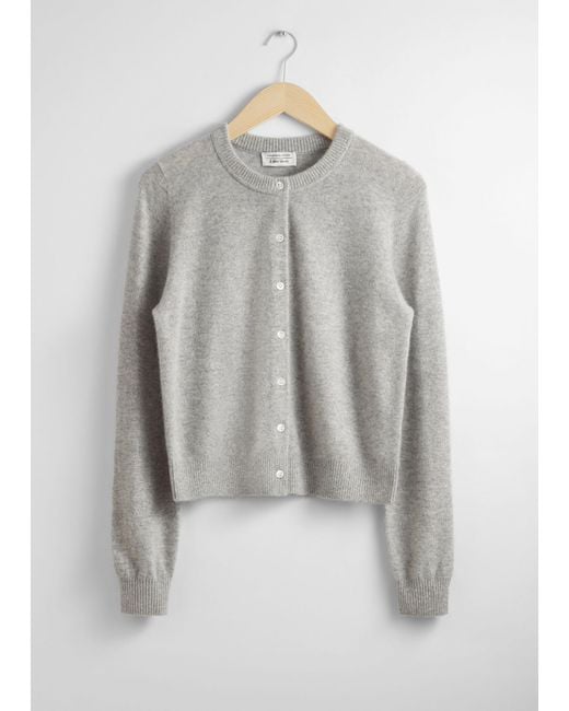 & Other Stories Gray Slim Cashmere Cardigan