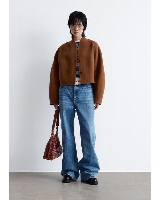 & Other Stories Blue Wool Doublé Jacket