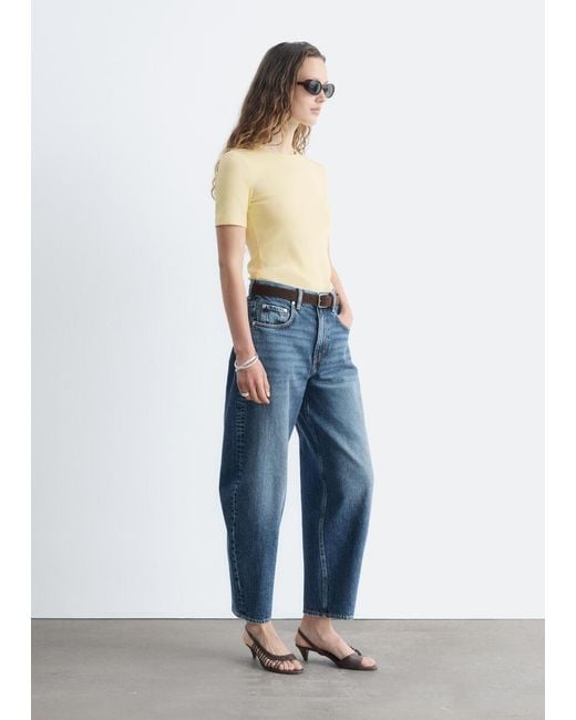 & Other Stories Blue Ribbed T-Shirt