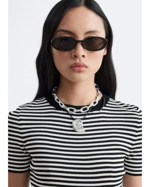 & Other Stories Black Ribbed T-Shirt