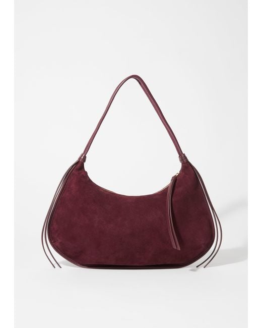 & Other Stories Purple Fringed Suede Shoulder Bag