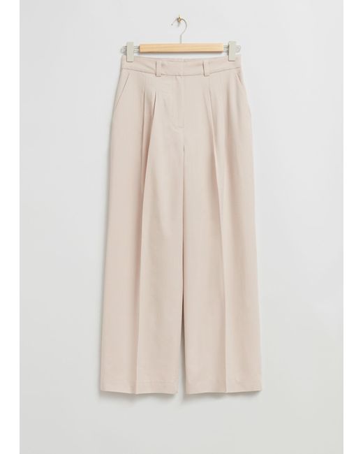 & Other Stories Natural Tailored High-waist Trousers