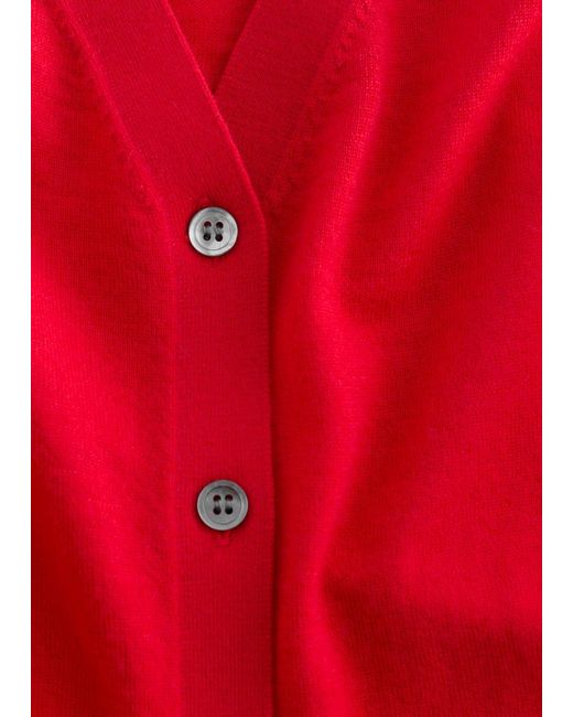 & Other Stories Red Cropped Cashmere Cardigan