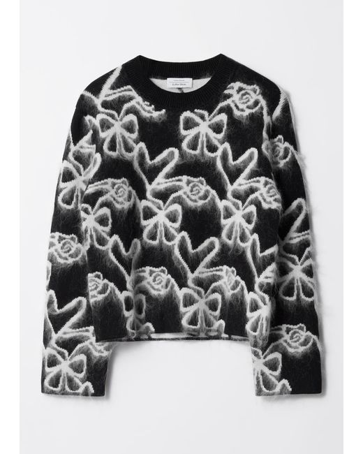& Other Stories Black Patterned Intarsia-Knit Jumper