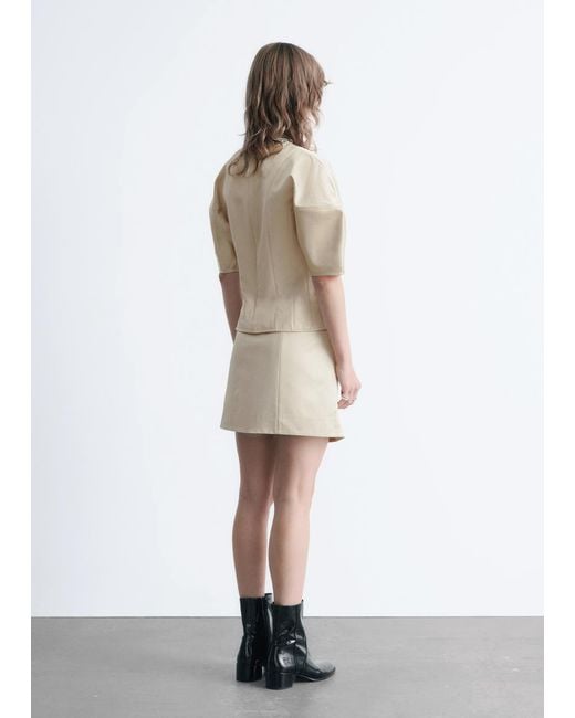 & Other Stories Natural Satin Mini Skirt