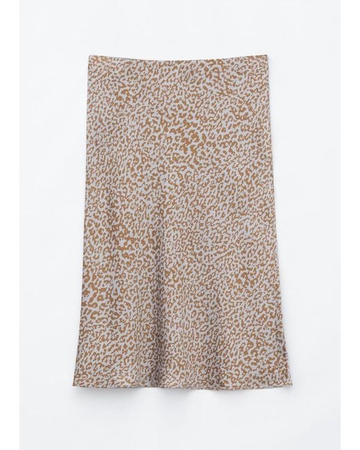 & Other Stories White Leopard Print Satin Skirt