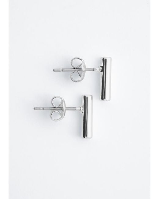 & Other Stories White Polished Brass Earring Set