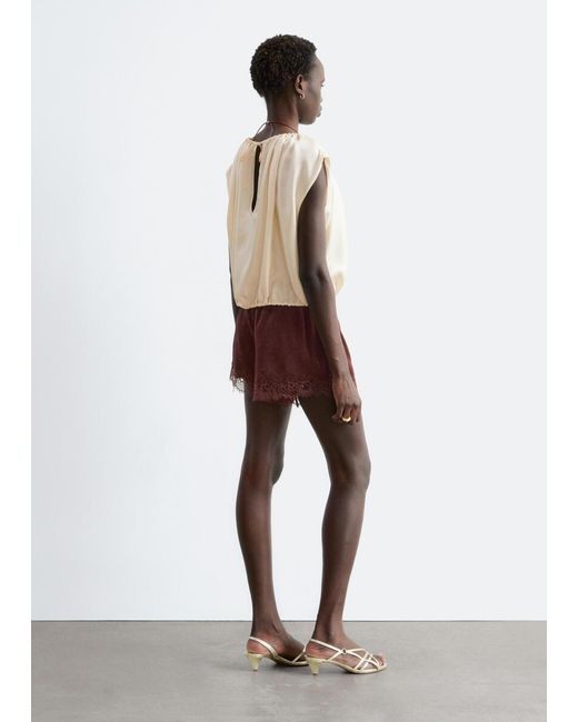 & Other Stories White Drawstring Silk Top