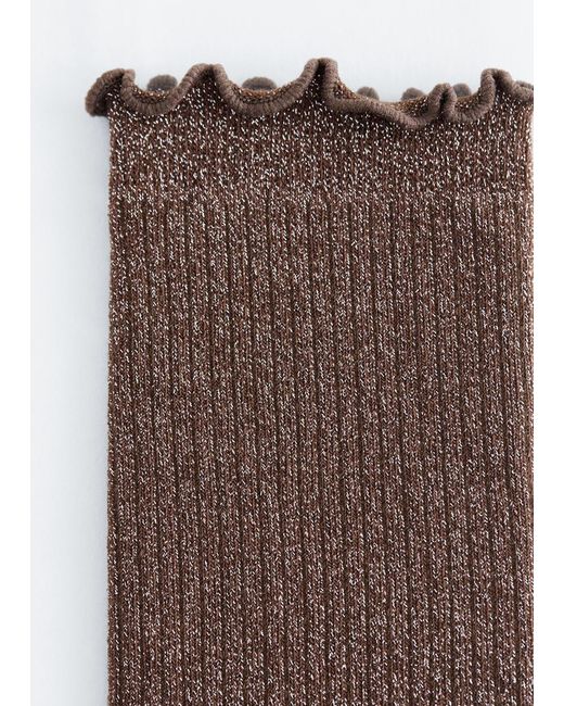 & Other Stories Brown Frilled Glitter Socks