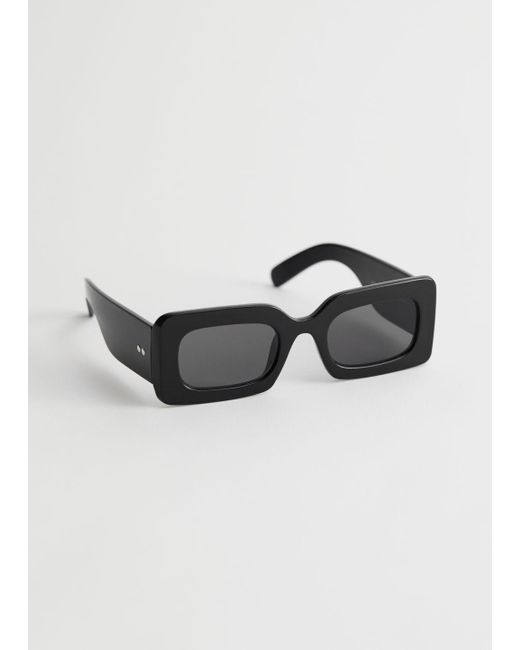 & Other Stories Black Squared Thick Frame Sunglasses
