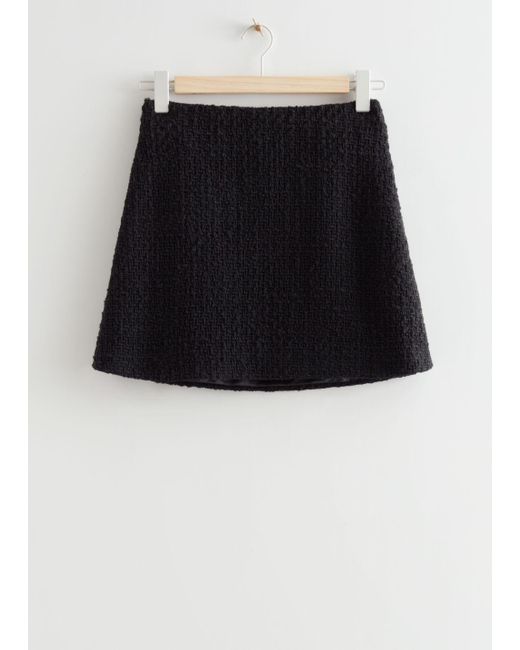 & Other Stories Tweed Mini Skirt in Black (White) | Lyst