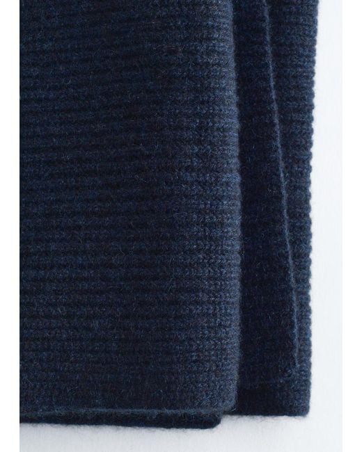 & Other Stories Blue Cashmere Knit Scarf