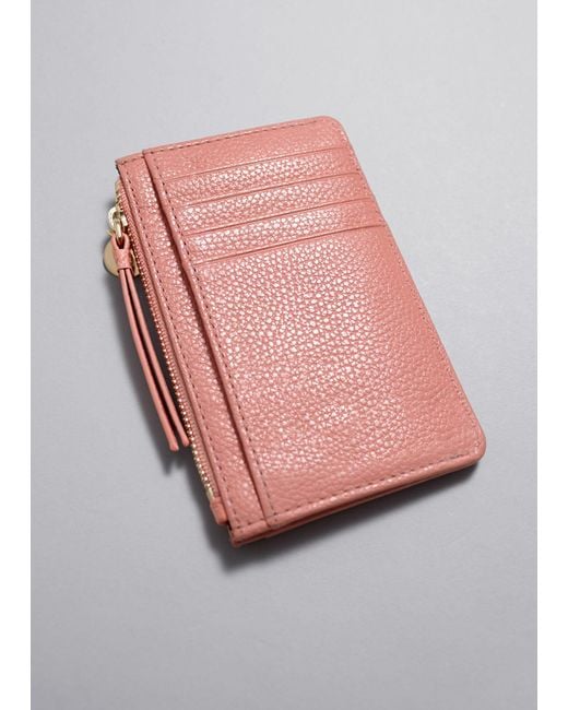 & Other Stories Pink Leather Card Wallet