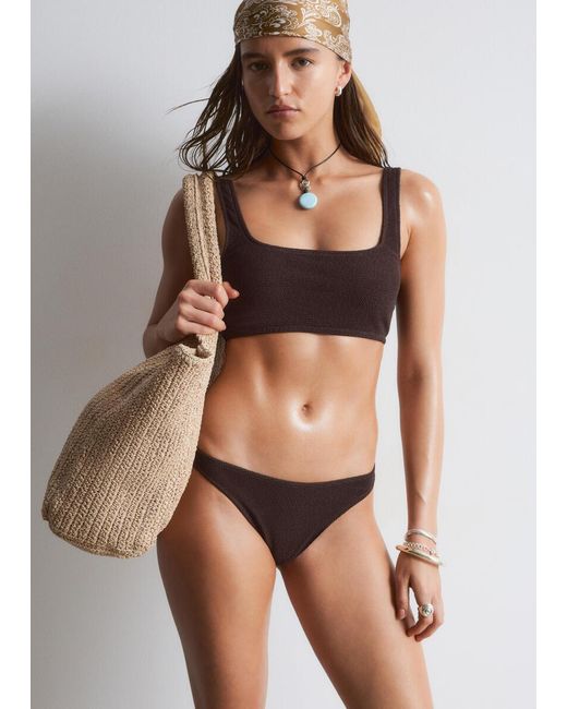 & Other Stories Brown Textured Bikini Top