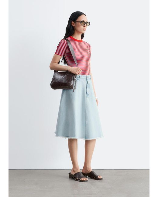 & Other Stories White Raw-Edge Denim Skirt
