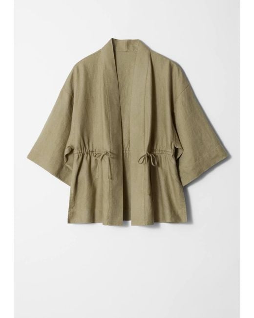& Other Stories Natural Drawstring Linen Blazer