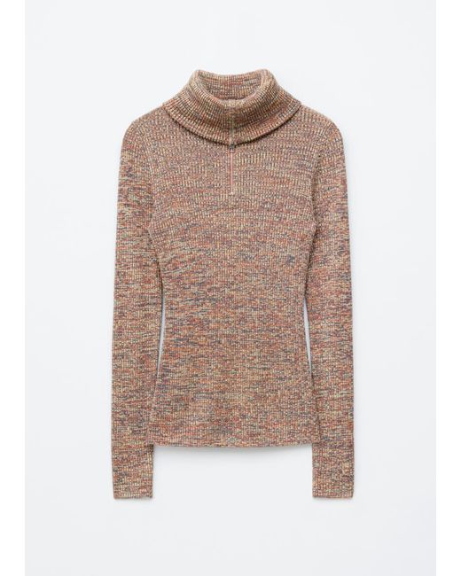 & Other Stories Orange Melange Knit Half-Zip Top