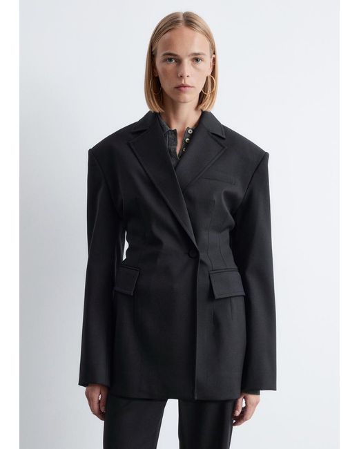& Other Stories Black Double-Breasted Wool Blazer