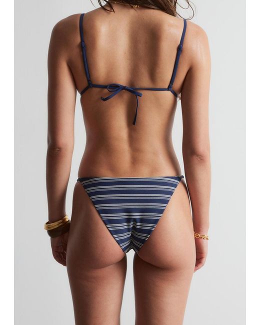 & Other Stories Blue Gathered Triangle Bikini Top