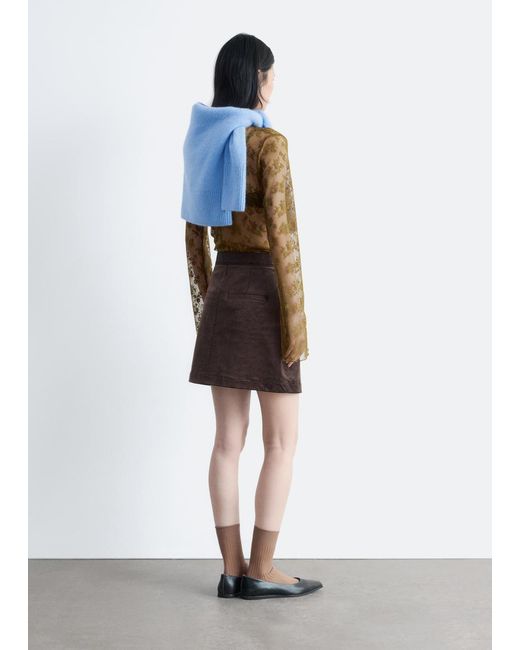 & Other Stories White Velvet Mini Skirt