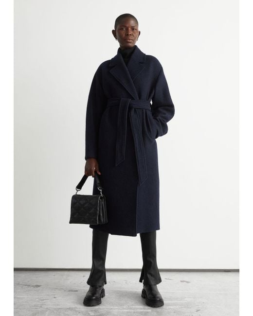 Oversized black belted coat Clearance