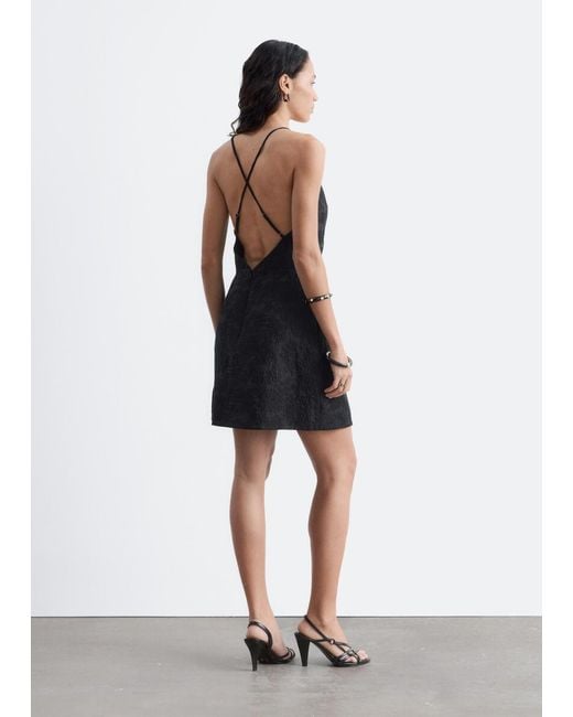 & Other Stories White Jacquard Apron Mini Dress