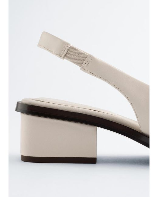 & Other Stories White Nappa Leather Slingback Sandals