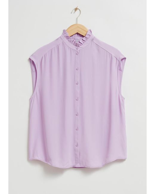 & Other Stories Purple Bluse Mit Rüschenkragen