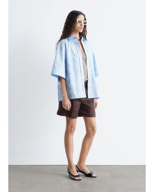 & Other Stories Blue Cotton Short-Sleeve Shirt