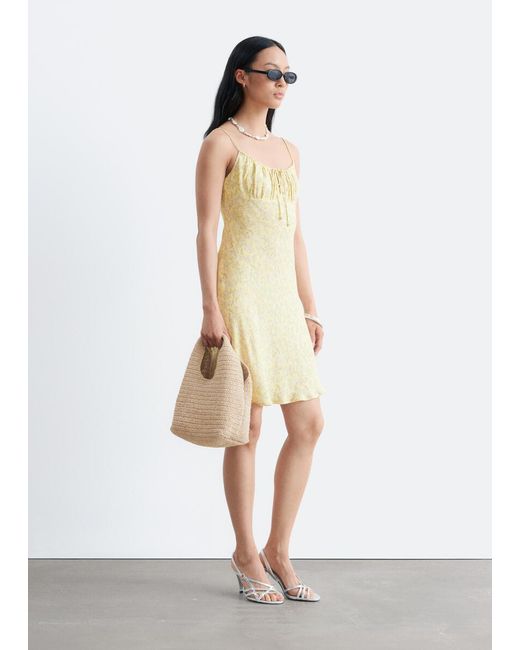 & Other Stories Yellow Drawstring Mini Dress