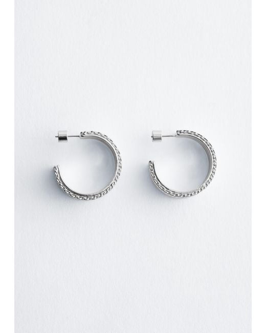 & Other Stories White Flat Chain Hoop Earrings