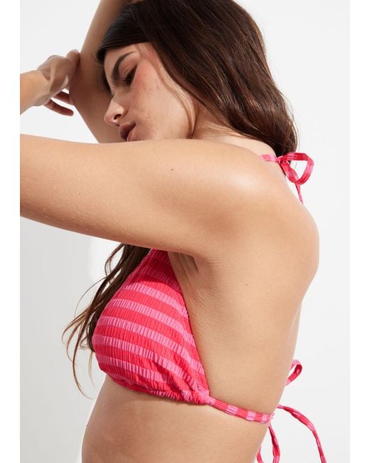 & Other Stories Red Tie-detailed Triangle Bikini Top