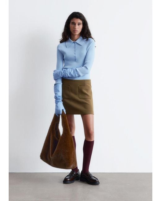 & Other Stories Blue A-Line Mini Skirt