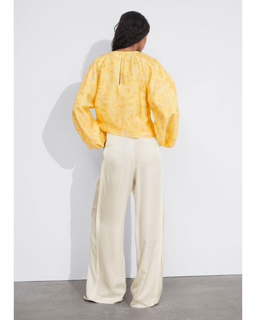 & Other Stories Yellow Balloon-sleeve Top