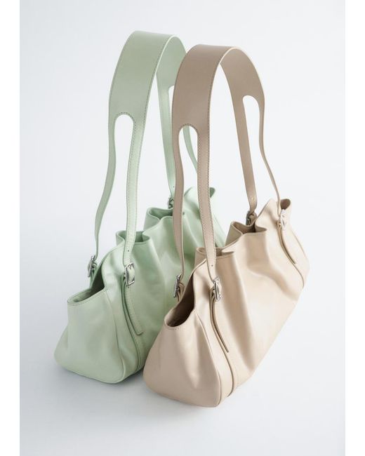 & Other Stories Blue Low-Profile Leather Shoulder Bag